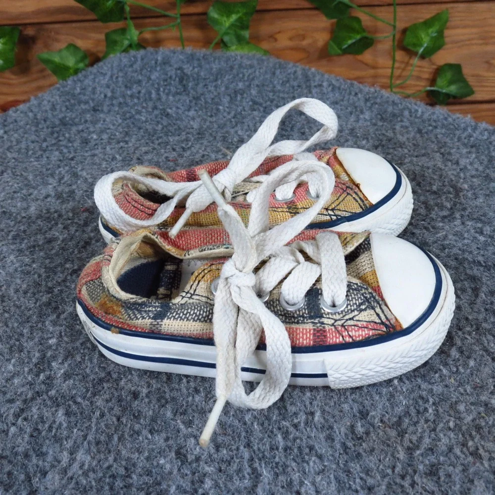 Converse All Star Unisex‎ Casual Sneakers Size Toddler 3 Plaid Fabric Low Top